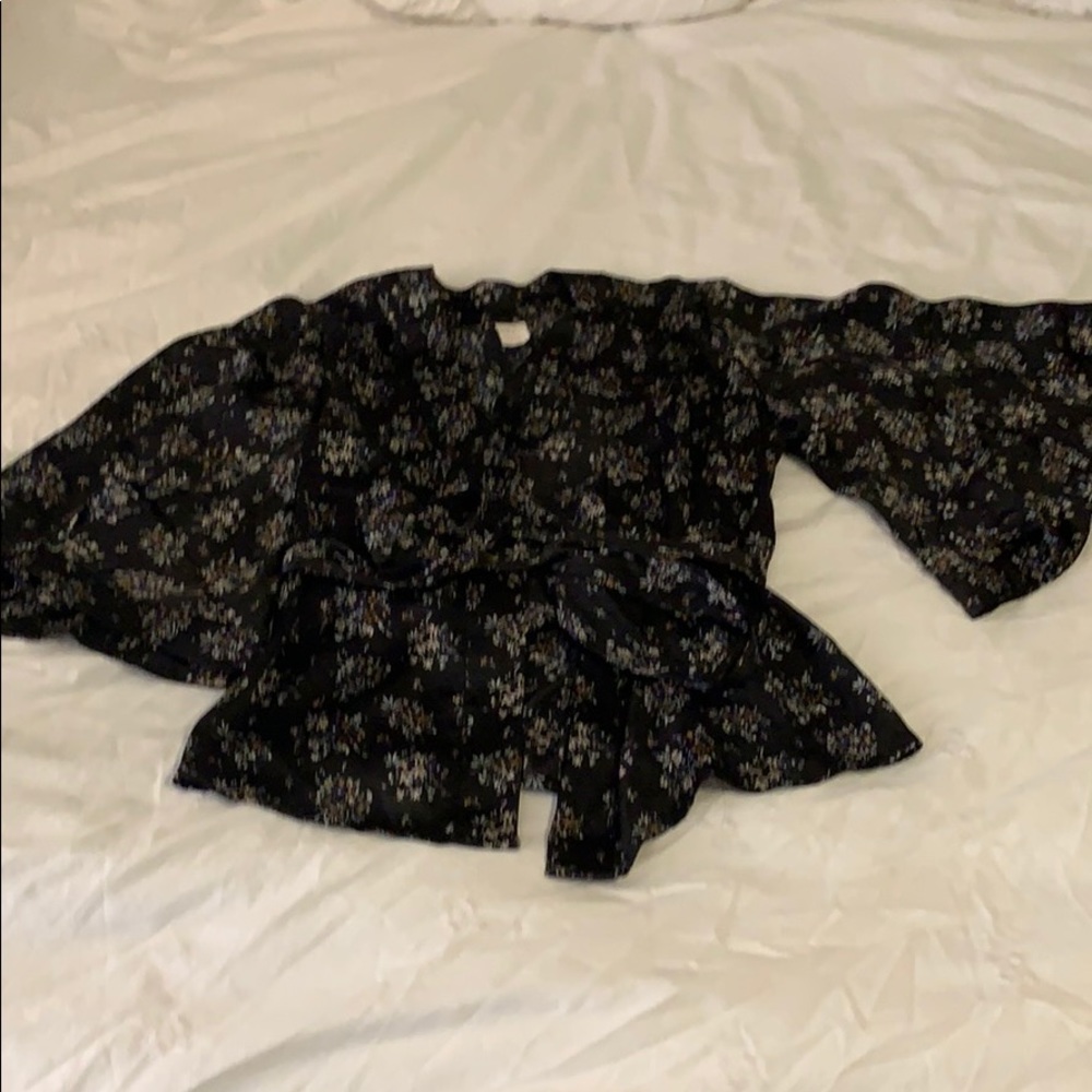 Silky Wrap Tie Top - S